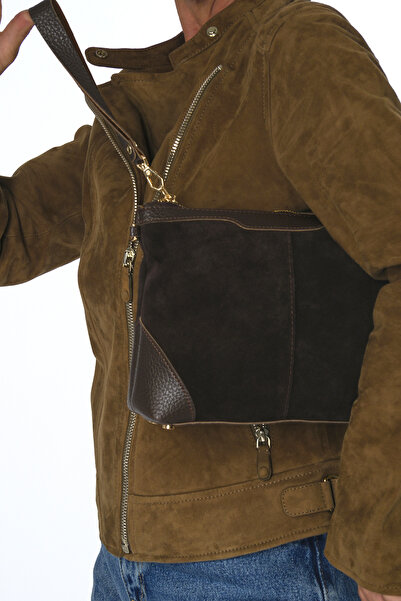 ABBRA Women's Real Suede Leather Small Bag with Shoulder Strap