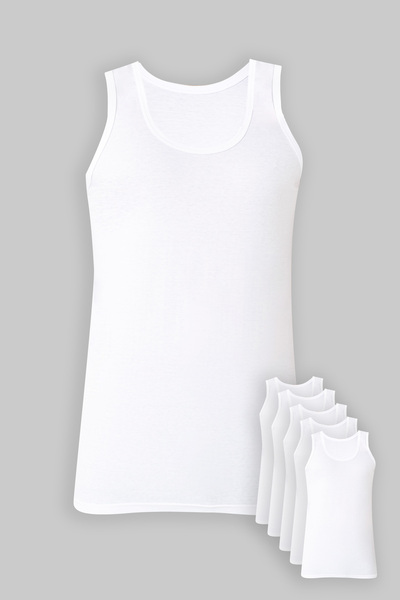 YASAR UNDERWEAR Men's 100% Cotton Classic Tank Top - White (Pack of 5)