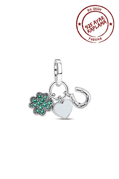 Fubena Dört Yapraklı Yonca , Kalp Ve At Nalı Sallantılı Charm