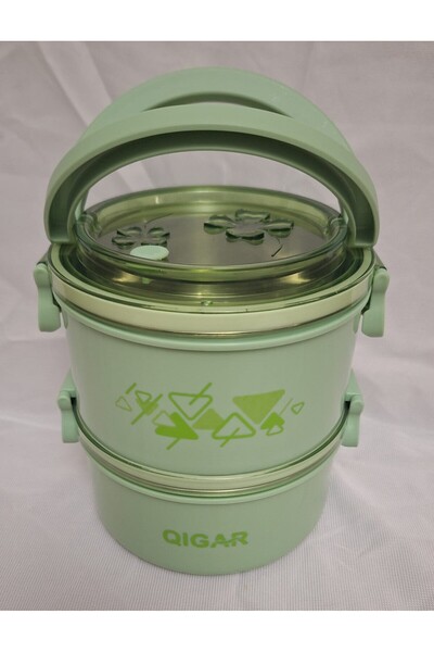 Tantitoni QIGAR, 1,4 ml, 2 Katlı, İçi çelik, Yuvarlak, Yemek taşıma kabı, Sef...