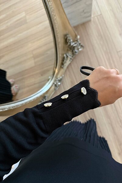 Ka Hijab Mercerized Suit with Sparkle Detail Skirt - Black