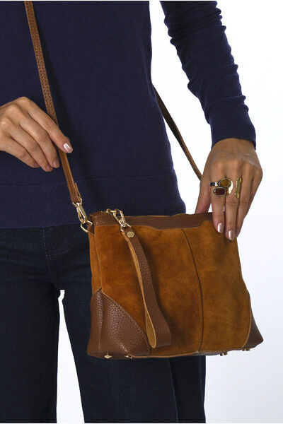 ABBRA Women's Suede Shoulder Strap Small Bag
