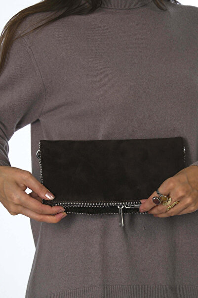 ABBRA Women's Real Suede Leather Chain Strap Portfolio Lined Bag