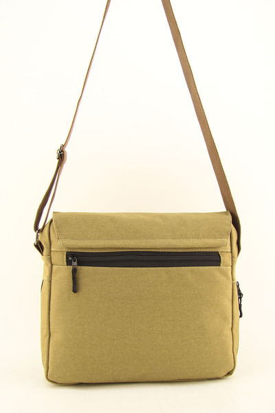 QUB CLUB Postman Camel Business School Canvas Waterproof Gusseted Briefcase Street Bag