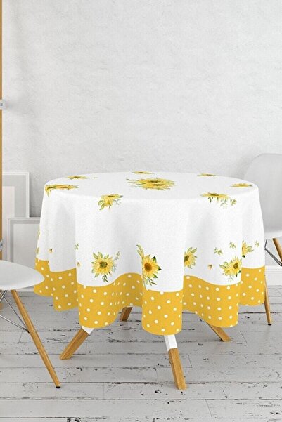 Çt Çeyizci Tekstil Yuvarlak Masa Örtüsü Dijital Baskılı