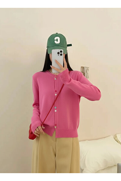 Ugdelia Kadın Renkli Dügmeli Triko Hırka