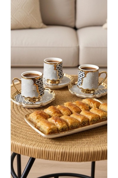 Generic Turkish coffee cup set with saucers