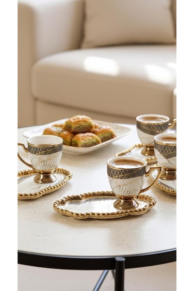 Generic Turkish coffee cup set with saucers