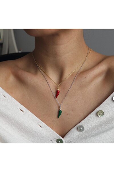 Wind Silver Kımızı Biber Kolye 925 Ayar