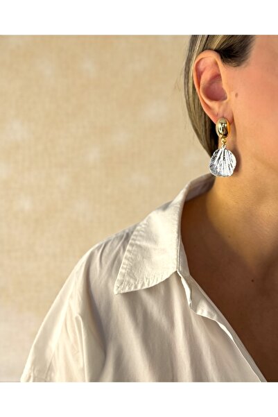 bemoreatelier Altın ve Gümüş Renkli Yaprak Küpe