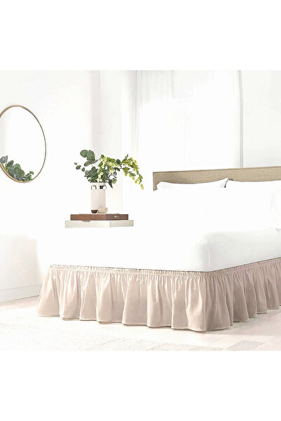 Gelincik Çeyiz Baza Fırfırı, Baza Eteği, Çift Kişilik 42x800 Kum Beji