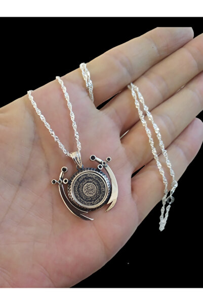 MODA Modahilye 925 Ayar Orjinal Gümüş Zülfikar Ayetel Kürsi yazılı Kolye