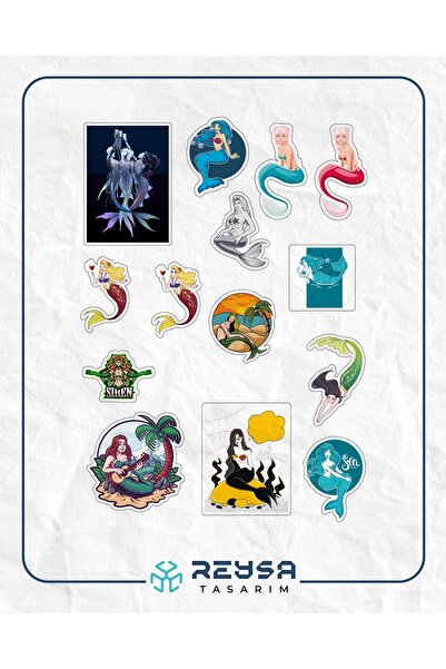 Reysa Tasarım مجموعة ملصقات حوريات البحر مكونة من 20 قطعة للهاتف والكمبيوتر ا...