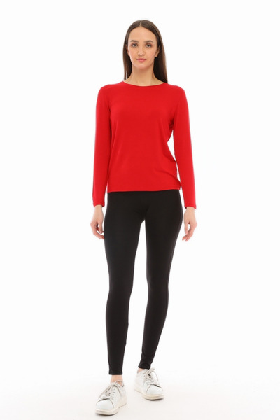 penyebizden Tricou cu mânecă lungă din viscoză Lycra pentru damă - roșu