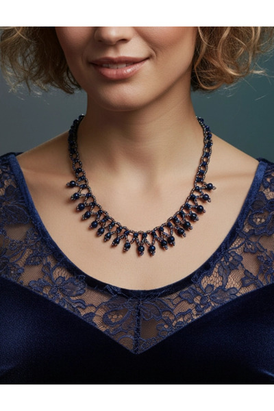 Rednose el yapımı boncuk örgü kolye modern stil gece günlük abiye zarif şık c...