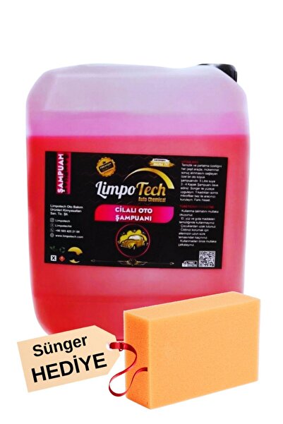 LİMPO TECH Araç Cilalı Oto Araba Yıkama Şampuanı 5 Lt Sünger Hediyeli