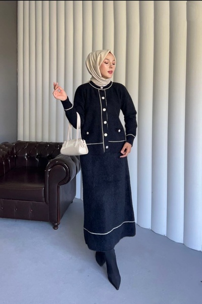 Safgiyim44 Angora Skirt Suit Black