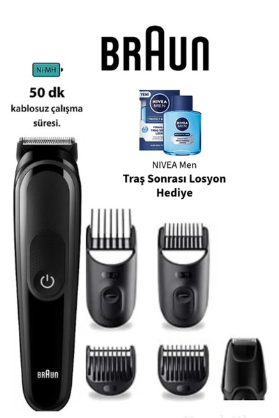 Braun Erkek Bakım Seti – 6’sı 1 Arada Saç, Sakal ve Vücut Şekillendirme Kiti+...