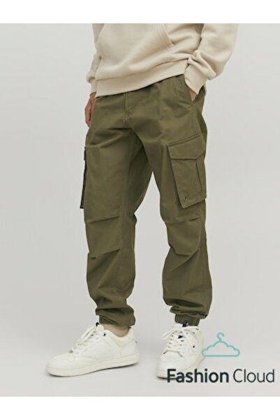 Jack & Jones Ανδρικό πράσινο παντελόνι Jpstkane Noah Cuffed Cargo Noos 12242264-Olivenigh