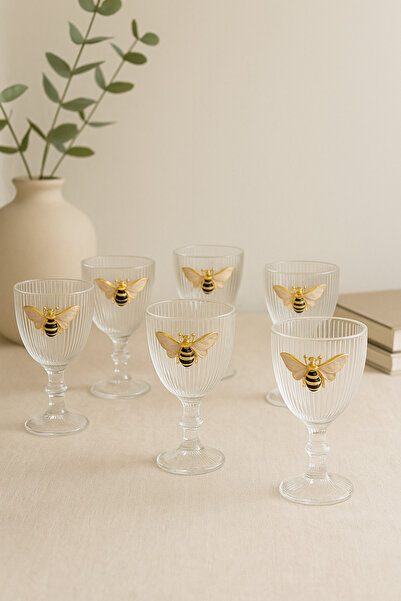 YzHome Set of 6 Crystal Glass Coffee Side Water Glass Bee Glass 75ml