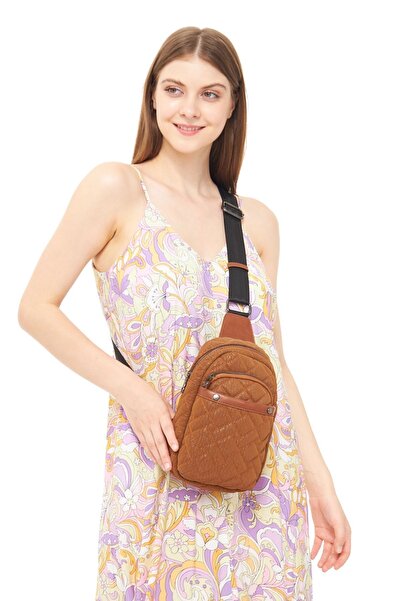 Morpelikan Γυναικεία τσάντα σώματος Tan Suede - Τρεις θήκες, τσάντα ώμου και στήθους