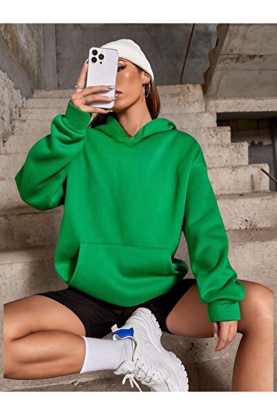 DM DOLCE MORE سترة رياضية فضفاضة للجنسين مصنوعة من القطن الممشط بثلاث خيوط