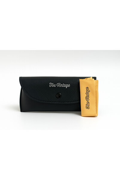 Toz Vintage Black Large Size Leather Glasses Case and Glasses Cloth