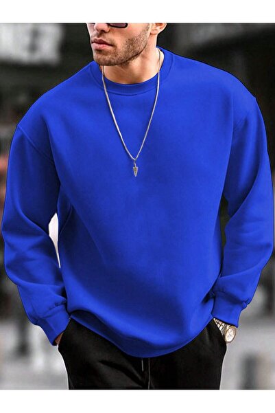 DM DOLCE MORE سترة رياضية فضفاضة بياقة دائرية مصنوعة من قماش قطني ممشط بثلاث ...