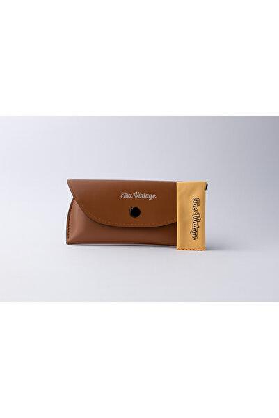 Toz Vintage Καφέ Δερμάτινη θήκη για γυαλιά μεγάλου μεγέθους και πανί για γυαλιά