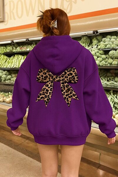 E-ROMA Hanorac unisex cu glugă cu imprimeu cu panglici