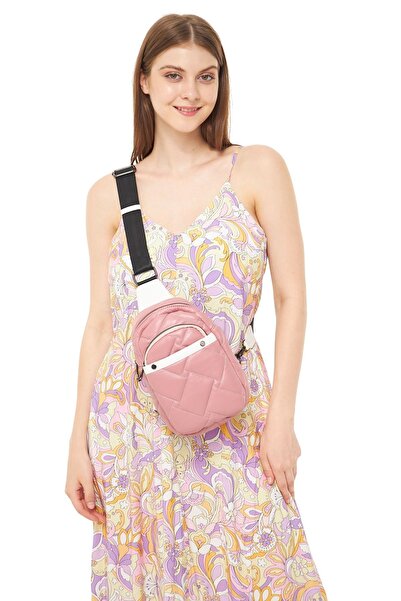 Morpelikan Women's Parachute Fabric Three-Compartment Body Powder-Colored Bag Shoulder Chest Bag