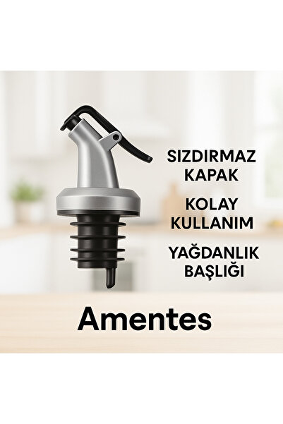 Amentes yağlık şişe tıpası yağdanlık zeytinyağlık tıpa başlık 1 ADET GÜMÜŞ RENK