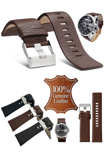 onlinekordon حزام ساعة من الجلد البني متوافق مع الديزل Dz1295 Dz1475