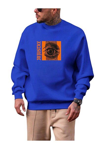 DM DOLCE MORE سترة رياضية يونيسكس بياقة دائرية مطبوعة بتصميم العين مصنوعة من ...