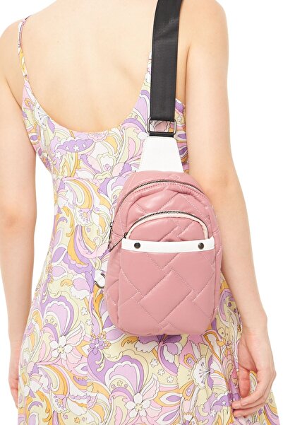 Morpelikan Women's Parachute Fabric Three-Compartment Body Powder-Colored Bag Shoulder Chest Bag