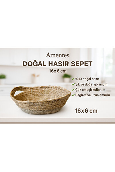 Amentes Bambu ve hasır Sepet Dekoratif Ev Düzenleyici boyları görselde
