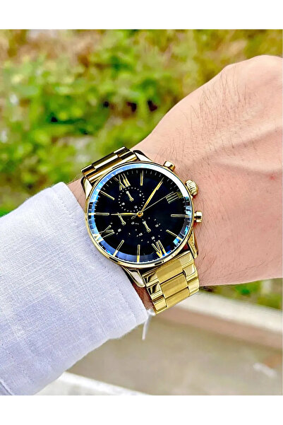 Tulpar Premium Series Steel Cord Gold Color Navy Blue Dial Men's Wrist Watch