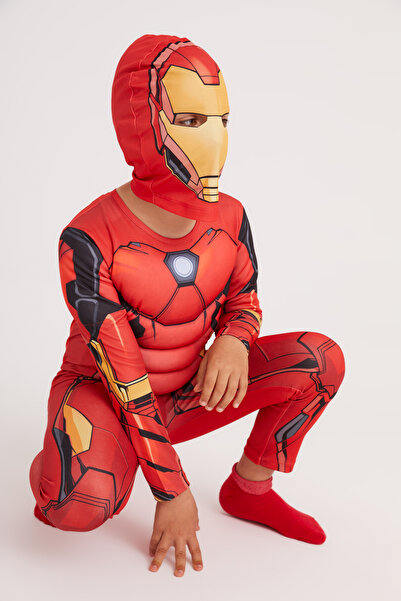Genel Markalar Çocuk Kaslı Süper Kahraman Ironman Kostümü Çocuk Kaslı Demir A...