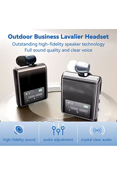 Voground LCD Dijital Ekranlı Lavalier İş Bluetooth 5.4 Kulaklık Çağrı Titreşi...