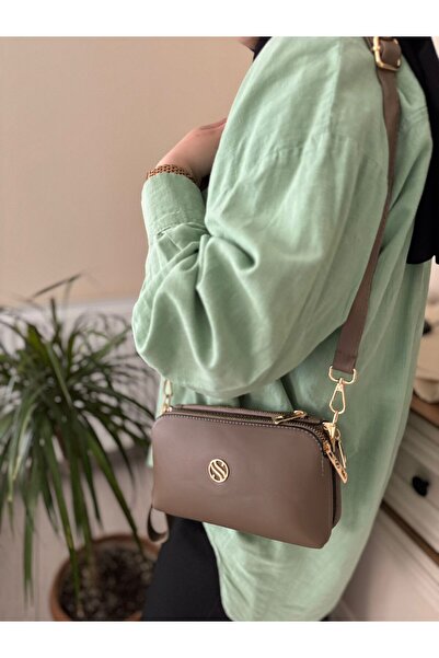 Sanmorris Kadın Suni Deri 3 Bölmeli Metal Fermuarlı El ve Çapraz Askılı Küçük...