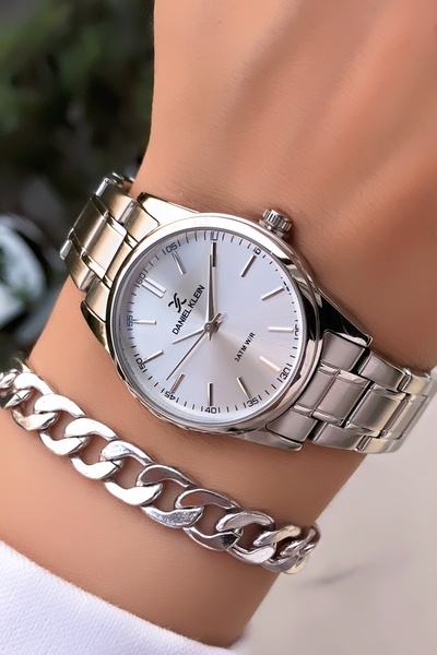 Daniel Klein Original Invoiced 2 Years Warranty 3Atm Waterproof Silver Color Women's Wristwatch with Bracelet Gift