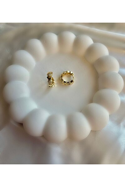 Bijou Luz Gold Zirkon Taşlı Mini Üçlü Halka Küpe Seti