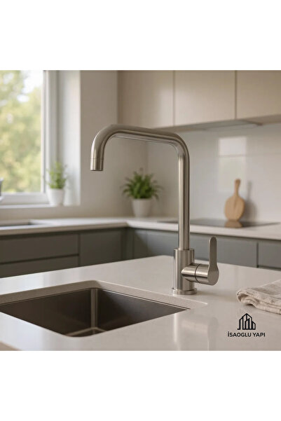 İSAOĞLU YAPI Mutfak Bataryası Inox Renk Evye Musluğu 5 Yıl Garantili Mutfak M...