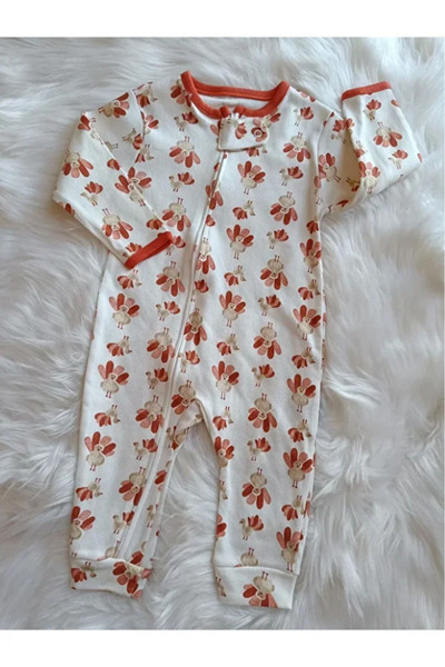 Bamoola for Babies 100% Cotton 9-12-18 Months Girl Bird 3-Piece Cuffed Jumpsuit (Baby Girl Boy Child)