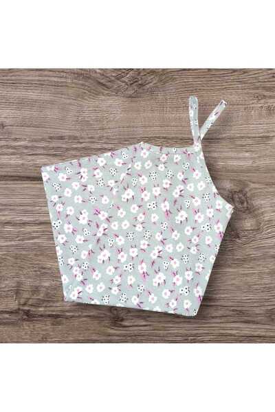 ESTA STORE Gray and White Floral Patterned Tank Top with Straps