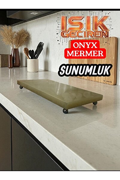 HBNC Onyx Işık Geciren Mermer Sunumluk 42 X 22 Ölçülerinde Doğal Taş Sunumluk Mermer Tabla