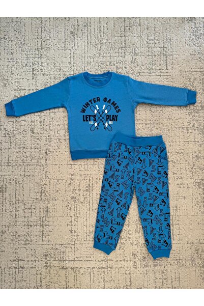 poplinçocuk Cemre Bebe %100 Pamuk Organik Erkek Çocuk Uzun Kollu 2'li Pijama Takımı