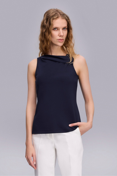 Naramaxx Yaka Detaylı Örme Lacivert Bluz