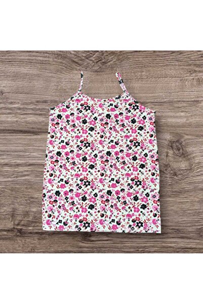 ESTA STORE Pink Black White Floral Print String Strap Tank Top