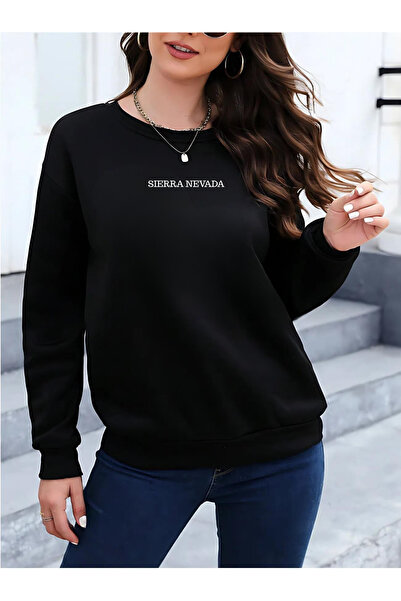 BEETON SIERRA NEVADA Εμπριμέ χοντρό χειμερινό φούτερ - Μαύρο φούτερ με λαιμόκ...